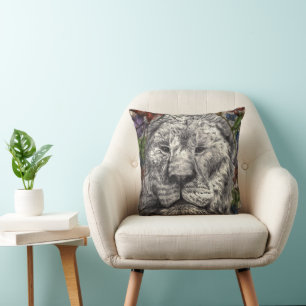 Coussin Vent Sous Mes Ailes Lion Papillons Art Animal
