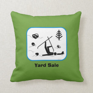 Coussin Vente de jardin - Dessin drôle de chute de ski ave