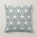 Coussin Ventilateur Art déco Motif en acier bleu<br><div class="desc">Ventilateur Art déco Motif en acier bleu et crème</div>