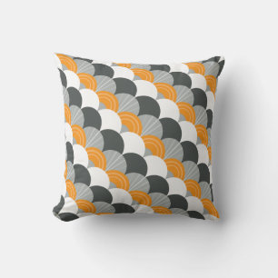 Coussin ventilateur de pétoncle MODERNE motif fusain gris