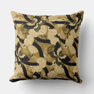 Coussin Ventilateur motif avec papillon Art décoratif japo