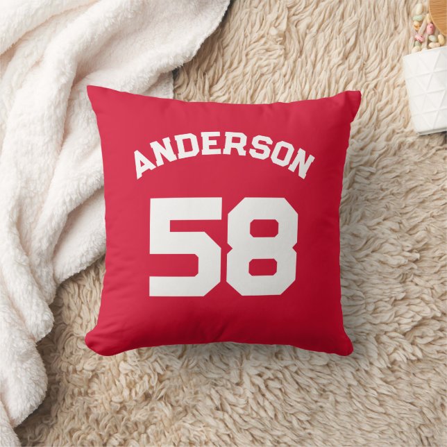 Coussin Ventilateur sportif Red Custom Name & Number (Couverture)