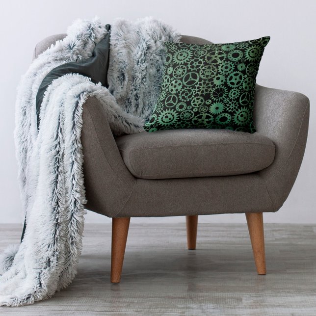 Coussin Verdigris bronze engrenages Steampunk (Créateur téléchargé)
