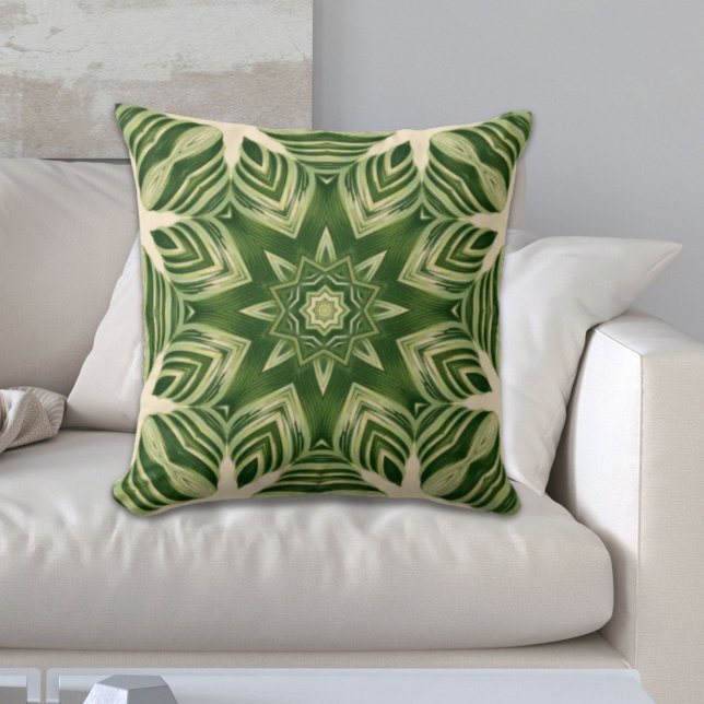 Coussin verdure abstraite botanique palmier tropical feuil (greenery abstract botanical tropical palm leaves throw pillow)