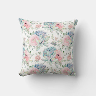 Coussin Verdure rose   de Succulents de vert bleu