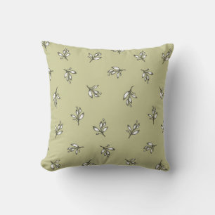 Coussin Verdure vert sauge floral rustique