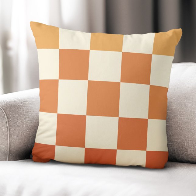 Coussin Vérificateurs en terre cuite Ombre à damiers motif (Ombre terracotta checkers checkered pattern throw pillow)
