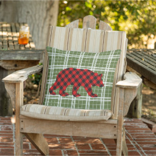 Coussin Vérification de la sériole de bison rouge noir d