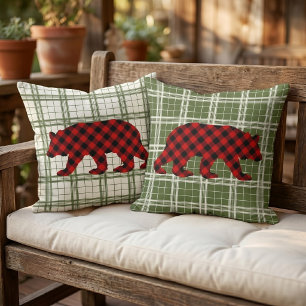 Coussin Vérification de la sériole de bison rouge noir d