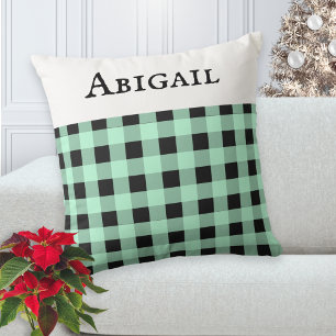 Coussin Vérification de Noël en vert poivre de Buffalo