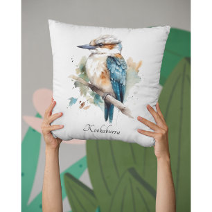 Coussin Véritable Kookaburra Bleu, personnalisé