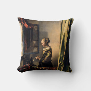 Coussin Vermeer - Fille lisant une lettre à une fenêtre ou