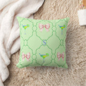 Coussin Verre à Margarita Vert Citron Rose Ruban Monogramm (Couverture)