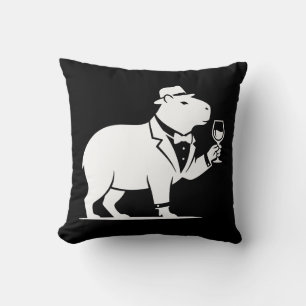 Coussin Verre à vin capybara drôle minimaliste moderne