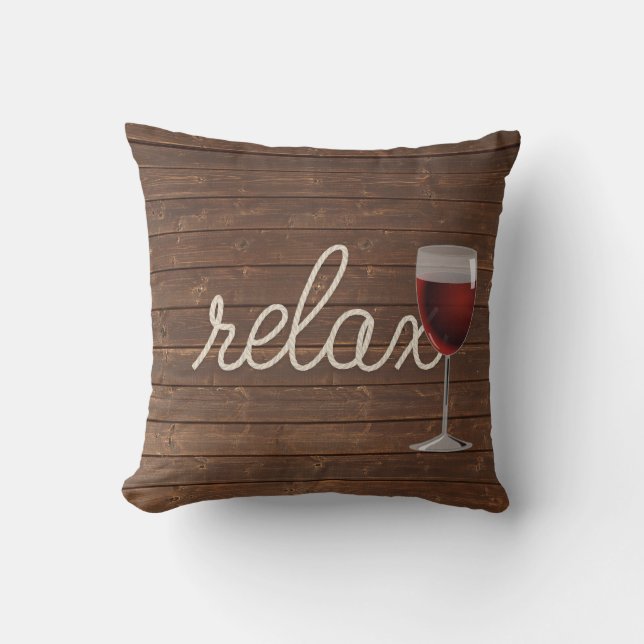 Coussin verre à vin sur bois de teck (Recto)