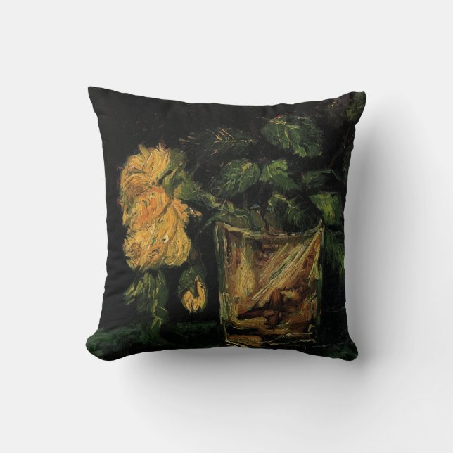 Coussin Verre avec Roses par Vincent van Gogh (Recto)