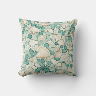 Coussin Verre De Mer Côtier Et Pierres De Plage Colorées A