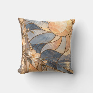 Coussin Verre Floral de Soleil Abricot Teinté de Style de