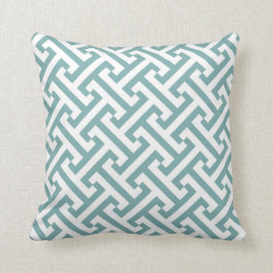 Coussin Verre géométrique grec et blanc de mer de motif