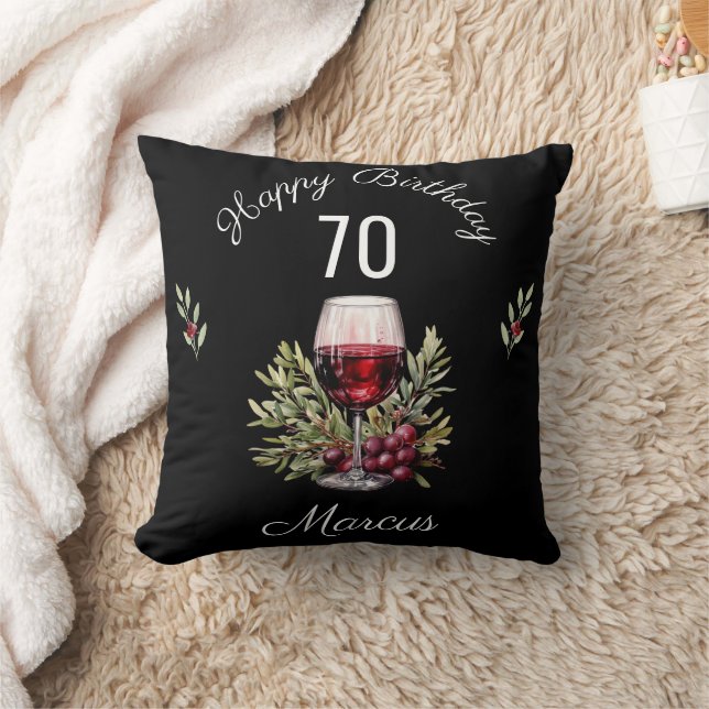 Coussin Verre rouge Verre Olive Aquarelle Anniversaire (Couverture)