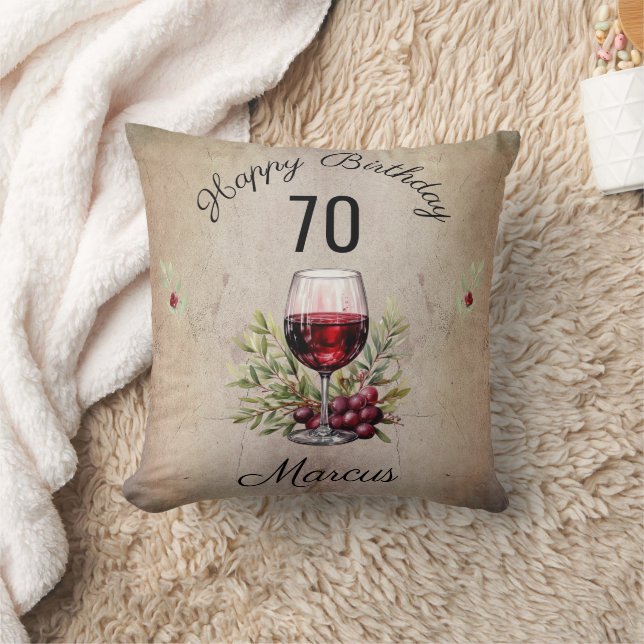 Coussin Verre rouge Verre Olive Aquarelle Anniversaire (Couverture)
