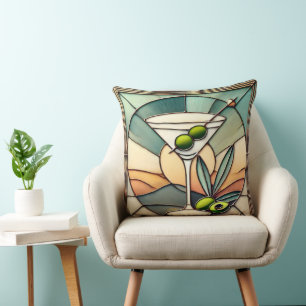 Coussin Verre teinté du milieu du siècle 2 Martini olive
