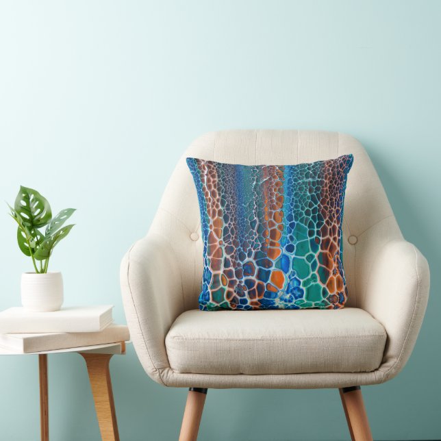 Coussin Verre Turquoise orange abstrait (Chaise)