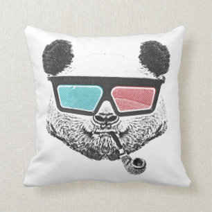 Coussin Verres à trois dimensions de panda vintage