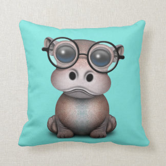 Coussin Verres de port d'hippopotame ringard mignon de