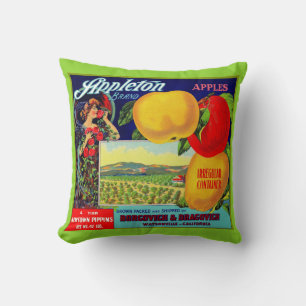 Coussin vers 1900 Appleton Apples crate étiquette print