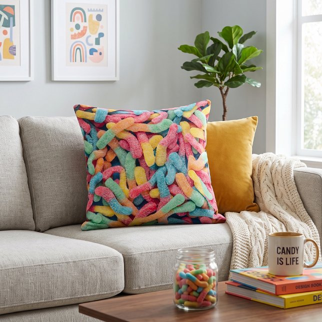 Coussin Vers des vers de gomme colorés (Créateur téléchargé)