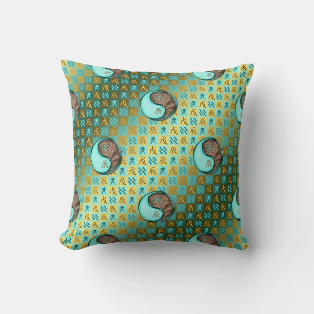 Coussin Verseau & Dragon de Terre (Recto)