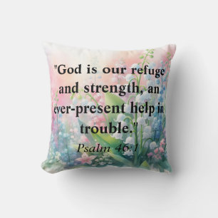 Coussin Verset biblique Psaumes typographie aquarelle flor