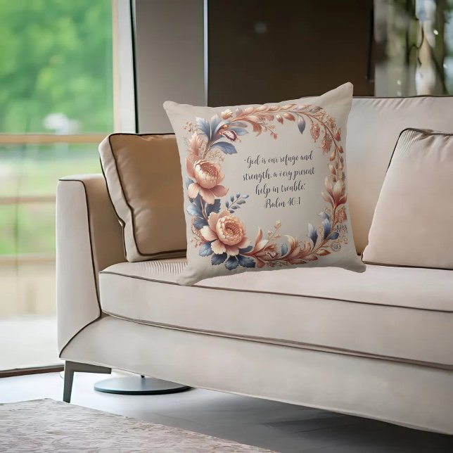 Coussin Verset de la Bible personnalisable aux tons pêche  (Créateur téléchargé)