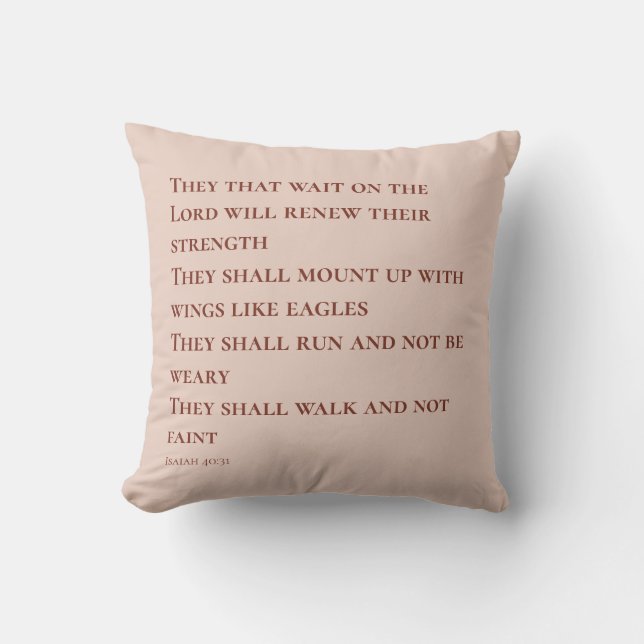 Coussin Verset de l'Écriture rose Isaïe 40 (Recto)