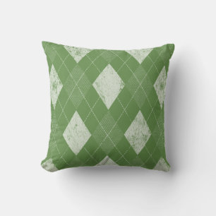 Coussin Vert à motifs de losanges monochrome affligé