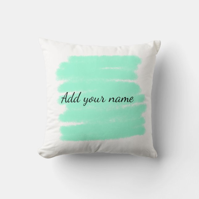 Coussin Vert aquarelle ajouter nom message texte lancer (Recto)
