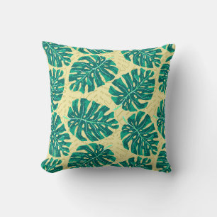 Coussin Vert beige palmier tropical