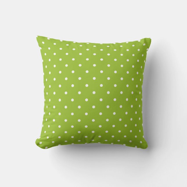 Coussin Vert Blanc Polka Point Printemps Classic Décor Mai (Recto)