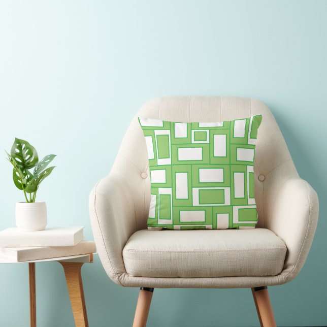 Coussin Vert blanc Rectangles géométriques (Chaise)