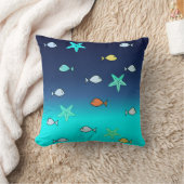 Coussin vert-bleu de poissons d'étoiles de mer de (Couverture)