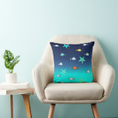 Coussin vert-bleu de poissons d'étoiles de mer de (Chaise)