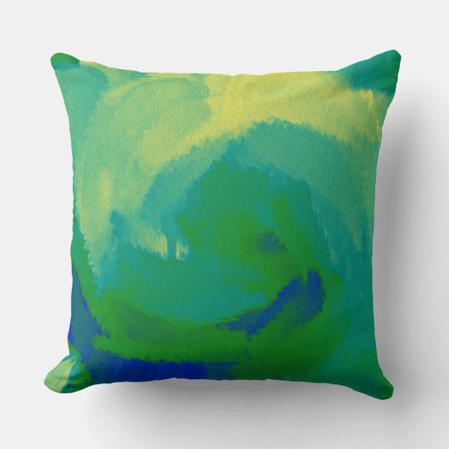 Coussin Vert bleu jaune Abstrait (Recto)