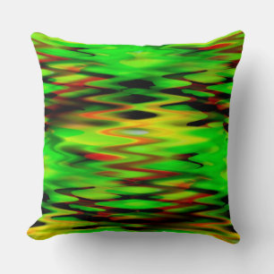 Coussin Vert brûlé formant zig zag abstrait