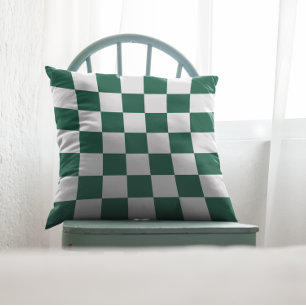 Coussin Vert chasseresse et carreaux blancs