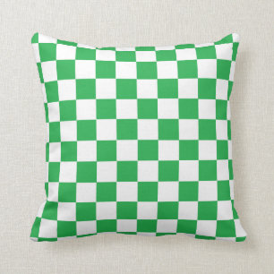 Coussin Vert Checkered et blanc