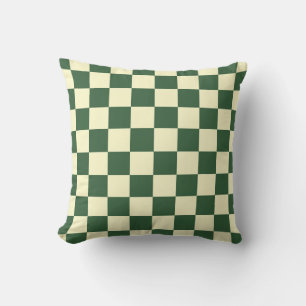 Coussin Vert chou et damier crème