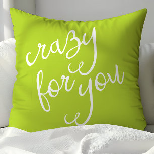 Coussin Vert Citron Chic et Typographie Blanche Fou de Toi