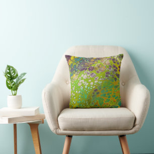 Coussin Vert citron vert avec violet Invalescent Cellules 