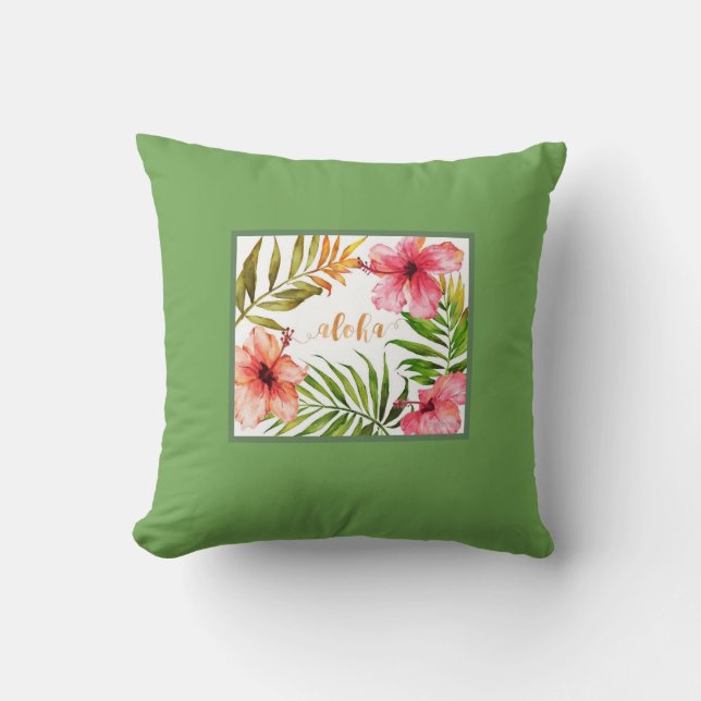 Coussin Vert d'aloa hawaïen (Recto)